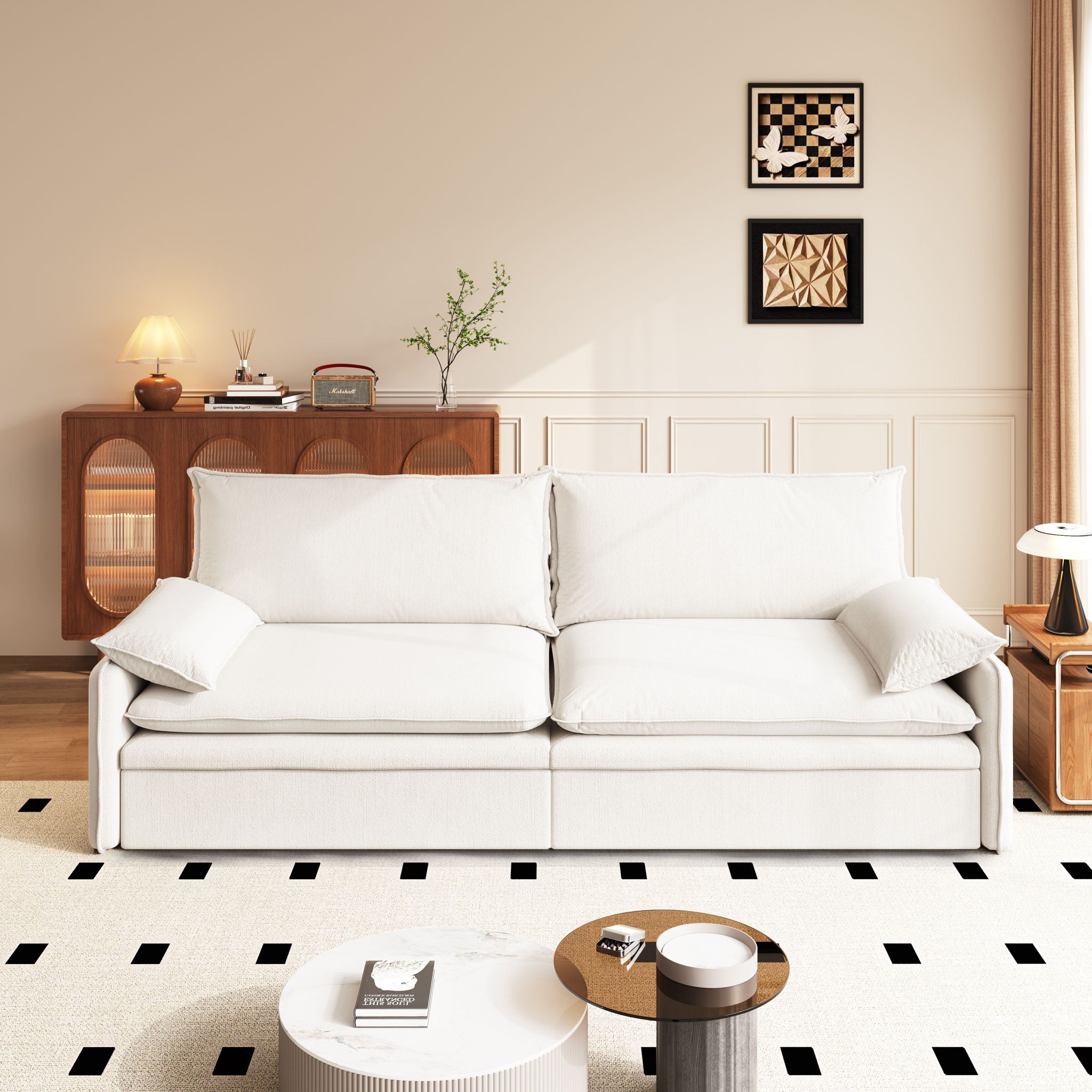 4 Seat Convertible Sleeper Sofa Bed, Modern With Storage