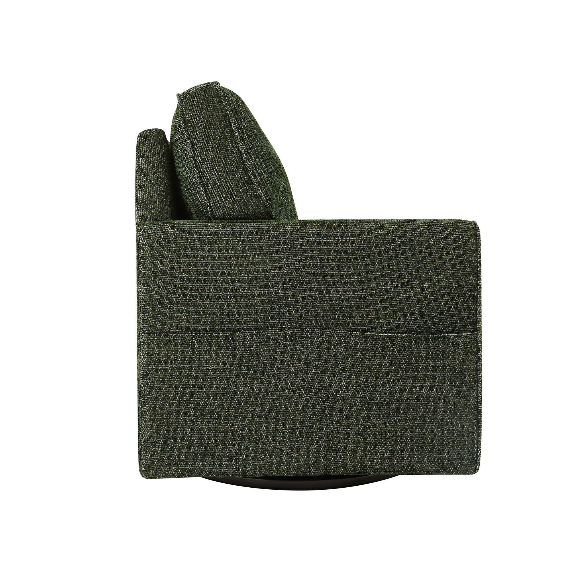 360° Swivel Accent Barrel Armchair With Side Pockets, Compact Design