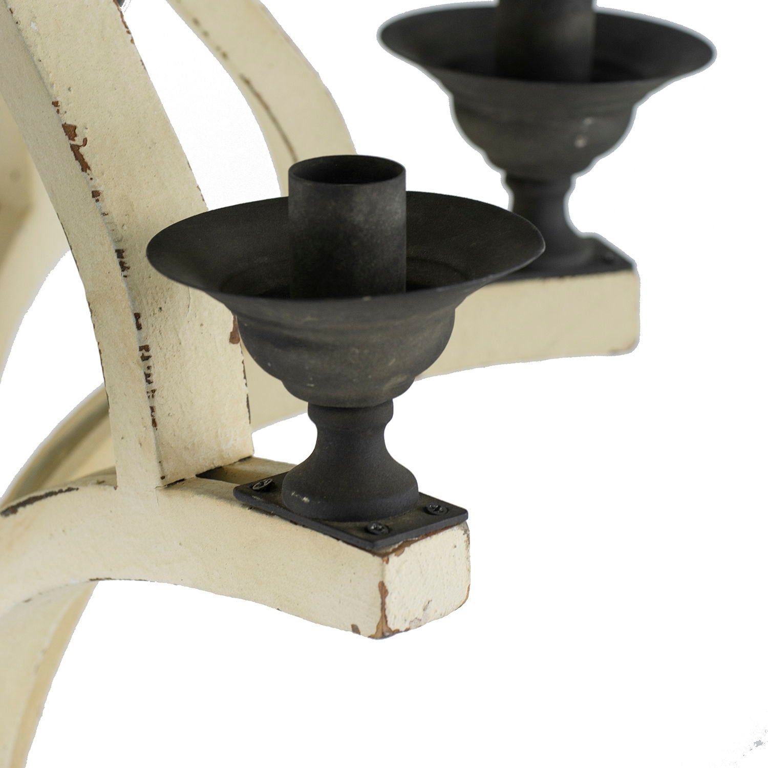 6 Light Wood Chandelier, Hanging Light Fixture With Adjustable Chain For Kitchen, Bulb Not Included - Cream