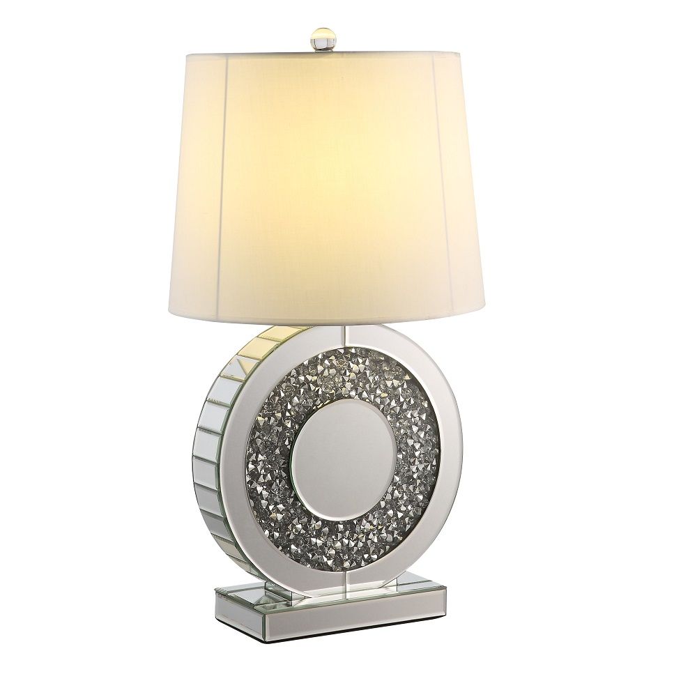 ACME Noralie - Table Lamp - Mirrored & Faux Diamonds - 27" | Meri Furniture