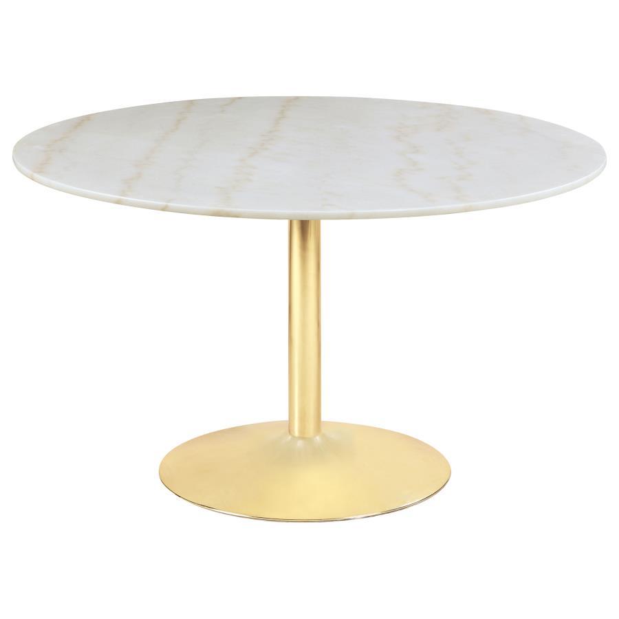 Coaster Fine Furniture Kella - Round Marble Top Dining Table - White Marble | Meri Furniture