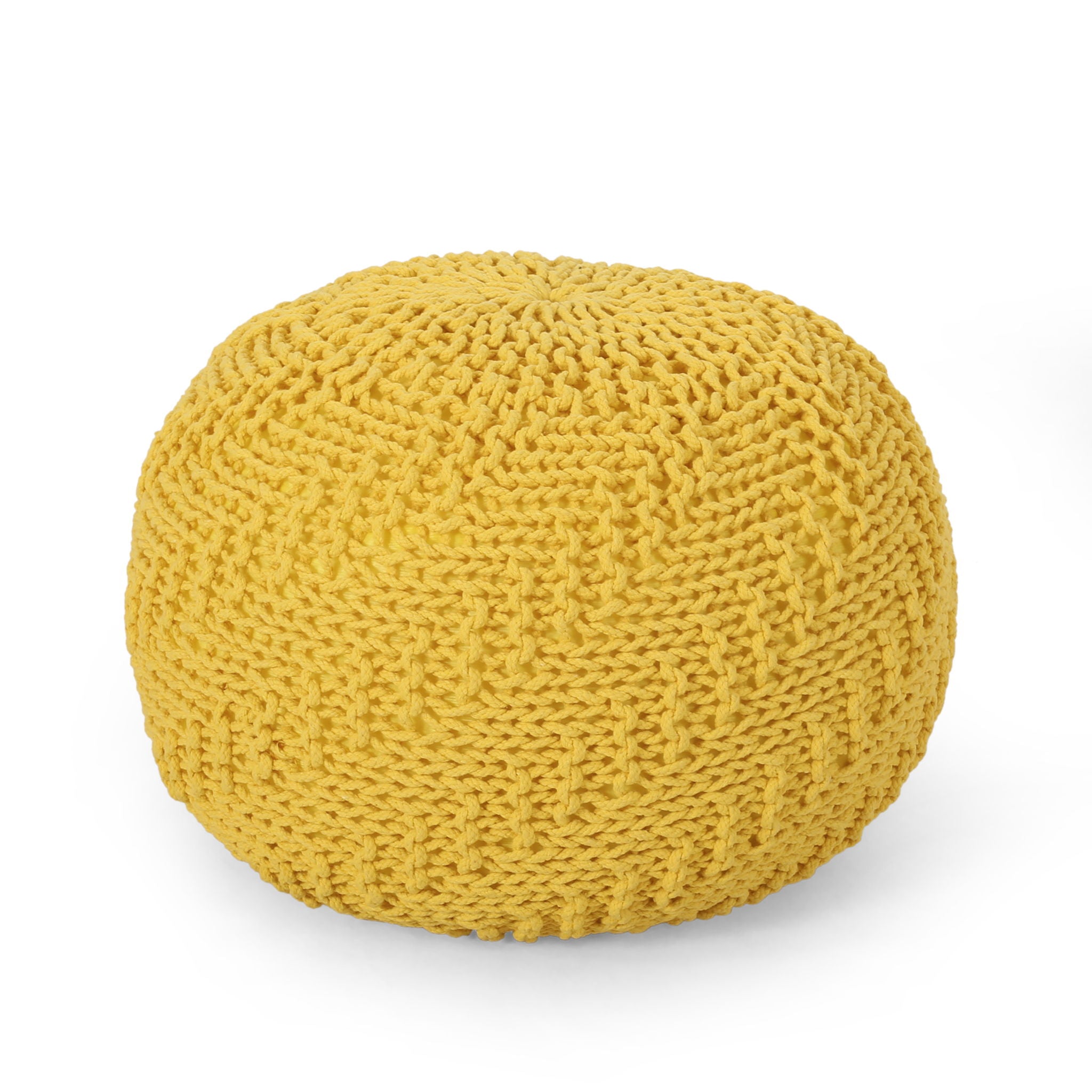 Bordeaux - Knitted Cotton Round Pouf Ottoman