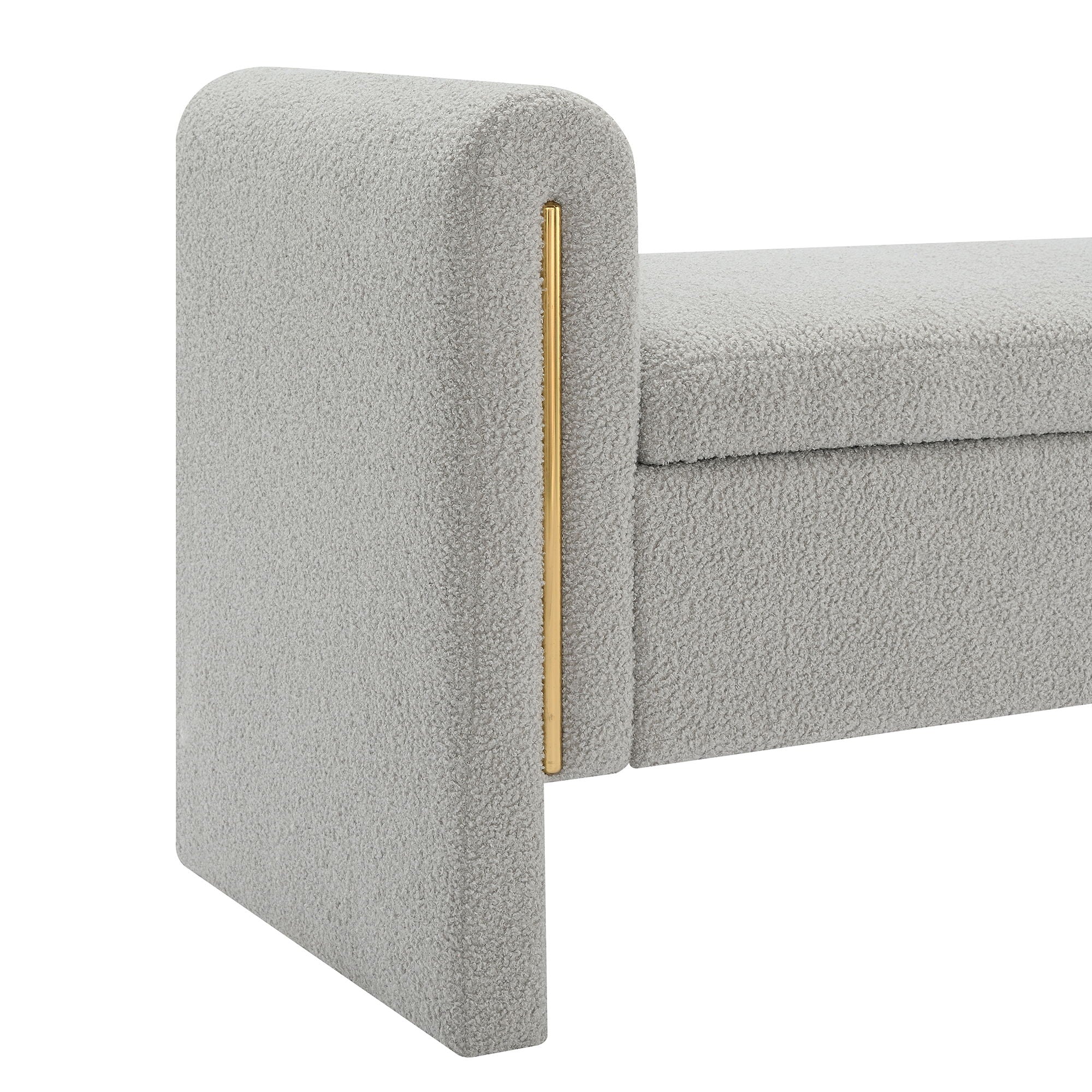 Modern Teddy Upholstered Large Bed End Bench With Arms And Storage