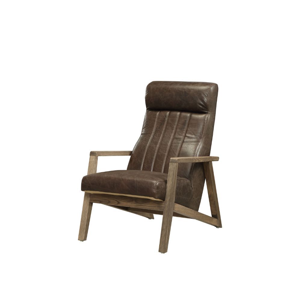 ACME Emint - Accent Chair - Distress Chocolate Top Grain Leather | Meri Furniture