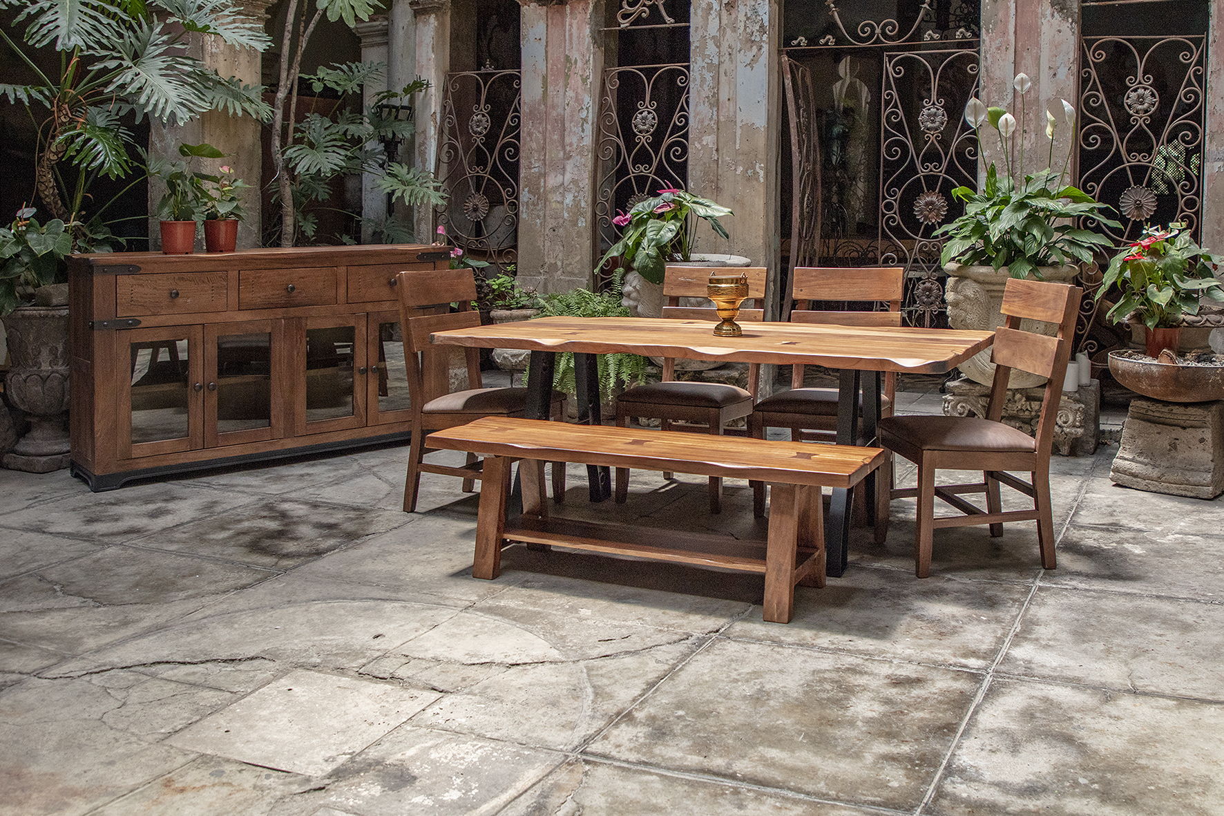 International Furniture Direct Parota - Bench - Cinnamon Brown | Meri Furniture