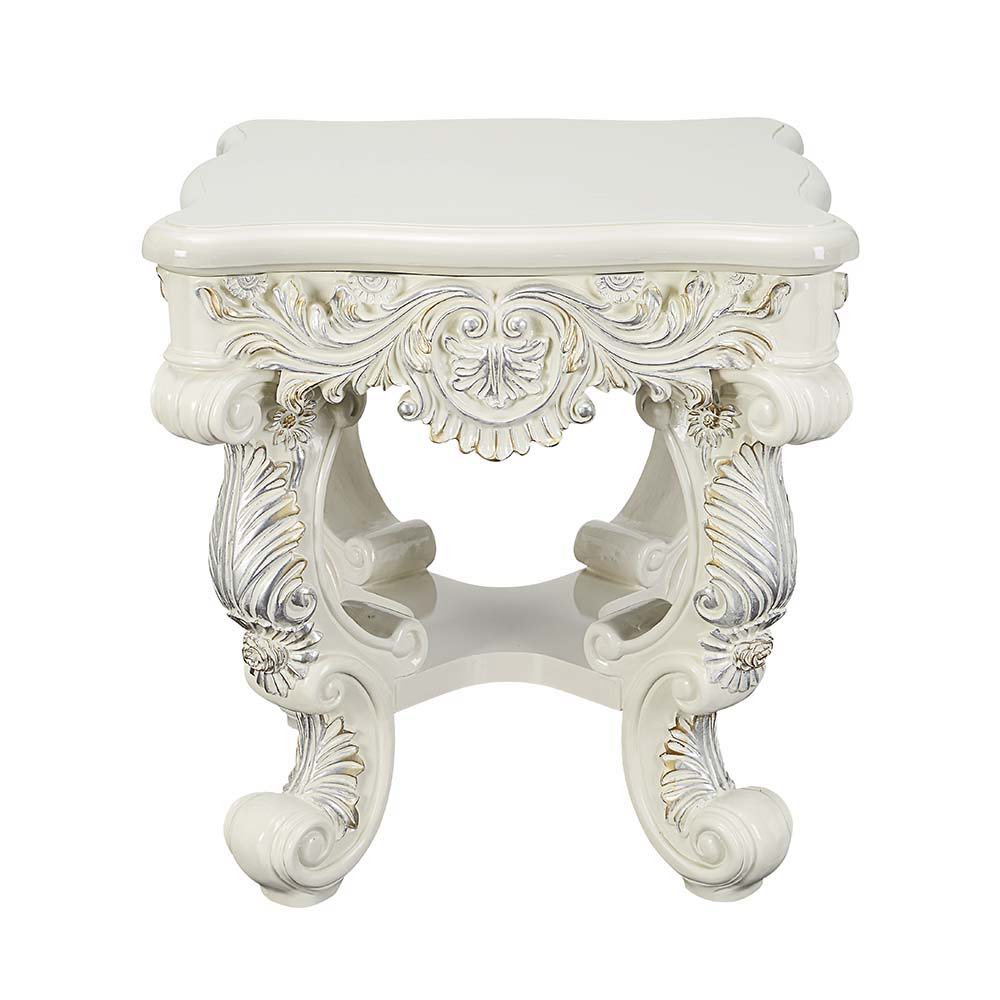 ACME Adara - End Table - Antique White Finish | Meri Furniture