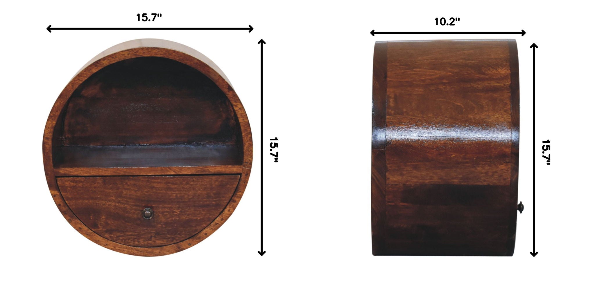 Floating Circle Bedside Table - Chestnut