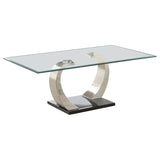 Pruitt - Rectangular Glass Top Metal Coffee Table - Satin