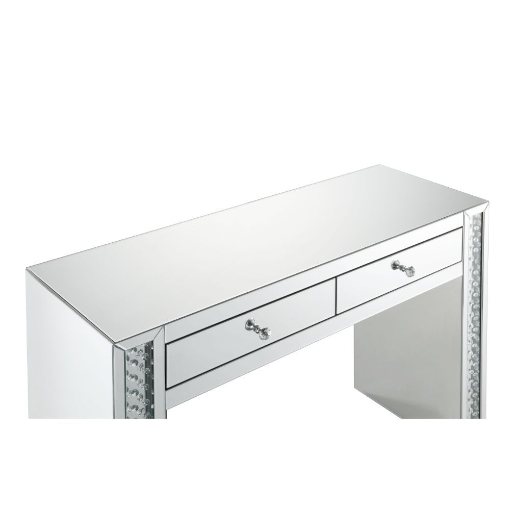 ACME Nysa - Vanity Desk - Mirrored & Faux Crystals | Meri Furniture