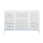 Adalid - Dresser With LED Light And Glittered Drawer Fronts - White