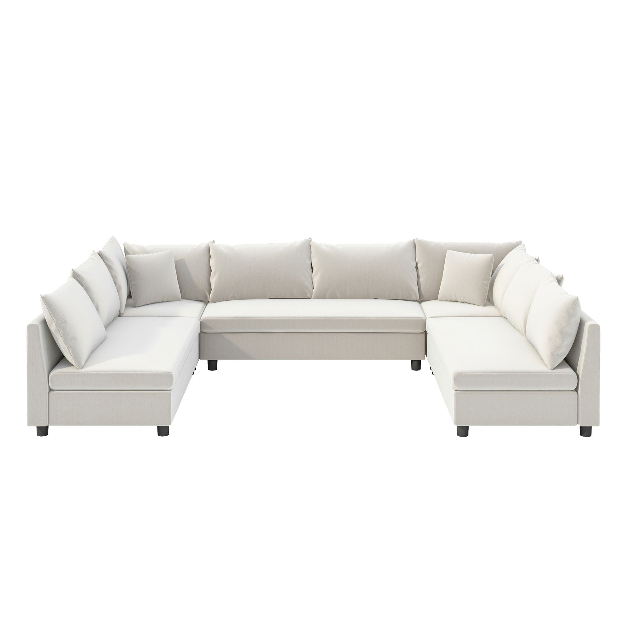 Modular Sectional Reversible U Shaped Couch Set, Free Combination Minimalist Style Oversized 8 Seat Convertible Sofa