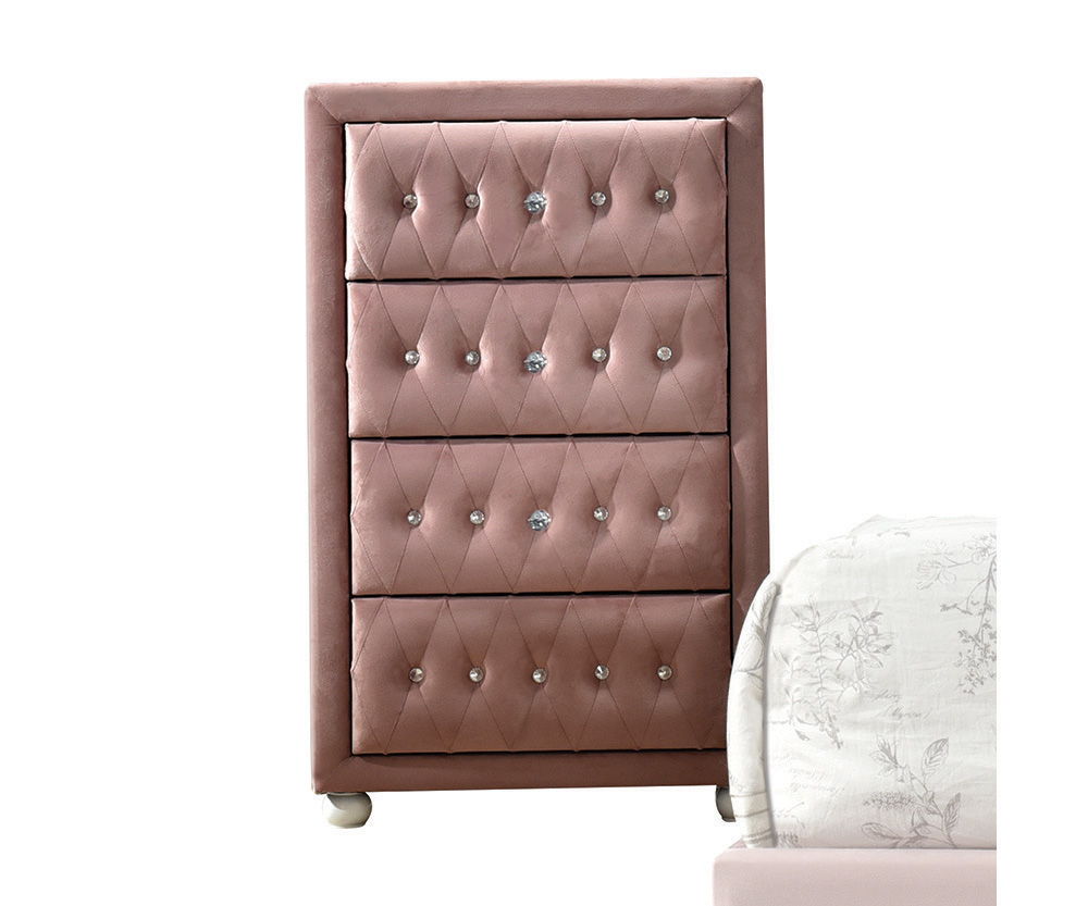 ACME Reggie - Chest - Pink Fabric | Meri Furniture
