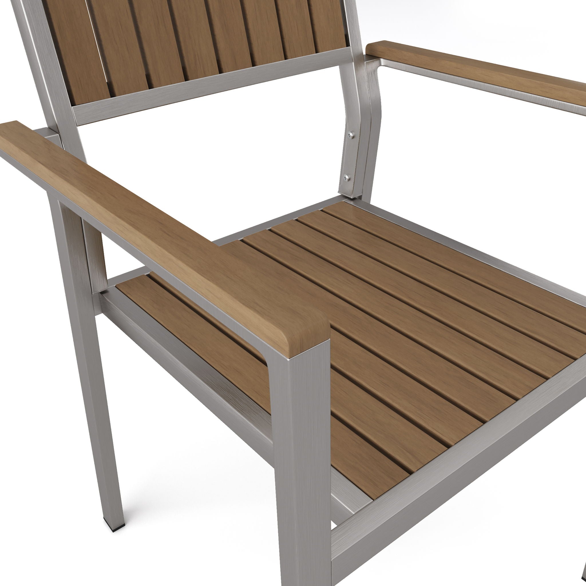 Stylish Modern Faux Wood & Aluminum Outdoor Dining Chairs, (Set of 2) - Natural