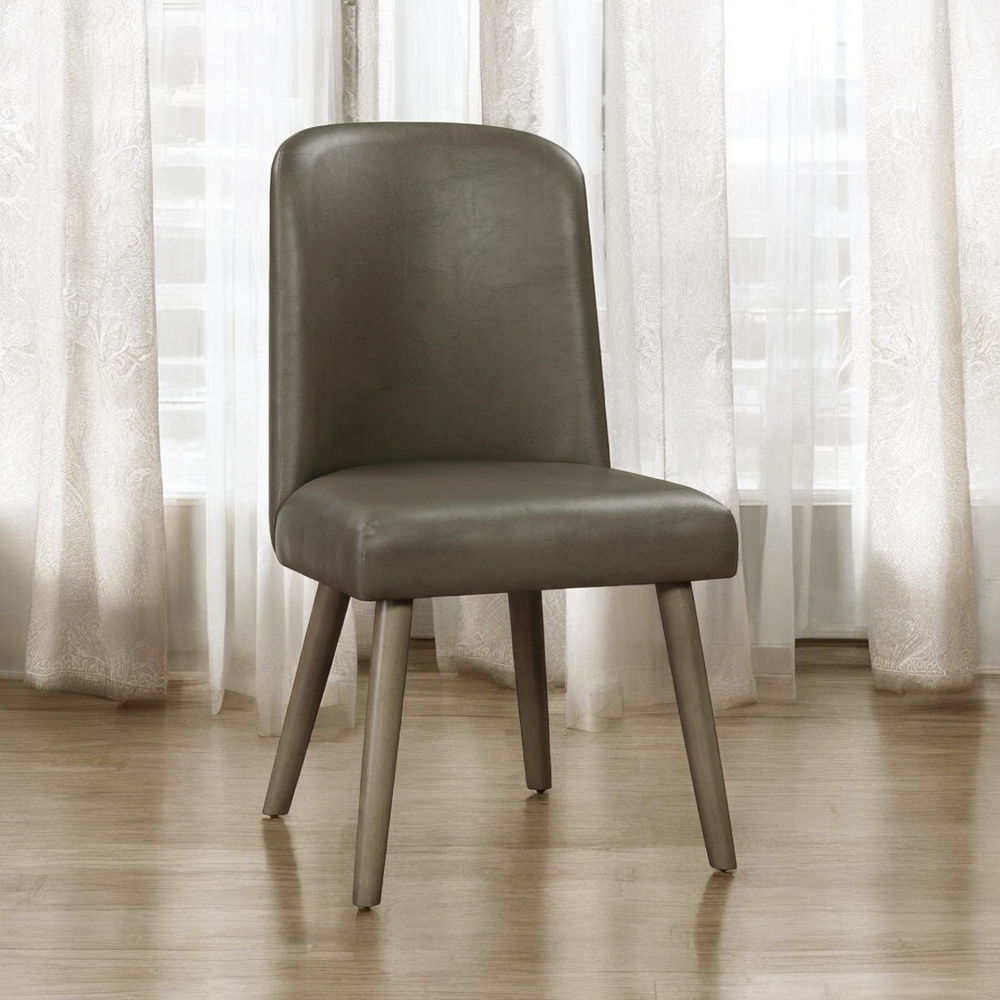 Waylon - Side Chair Set of 2) - Gray Synthetic Leather & Gray Oak