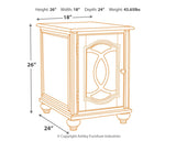 Ashley Furniture Realyn - White / Brown - Chair Side End Table - Insert Mirror | Meri Furniture