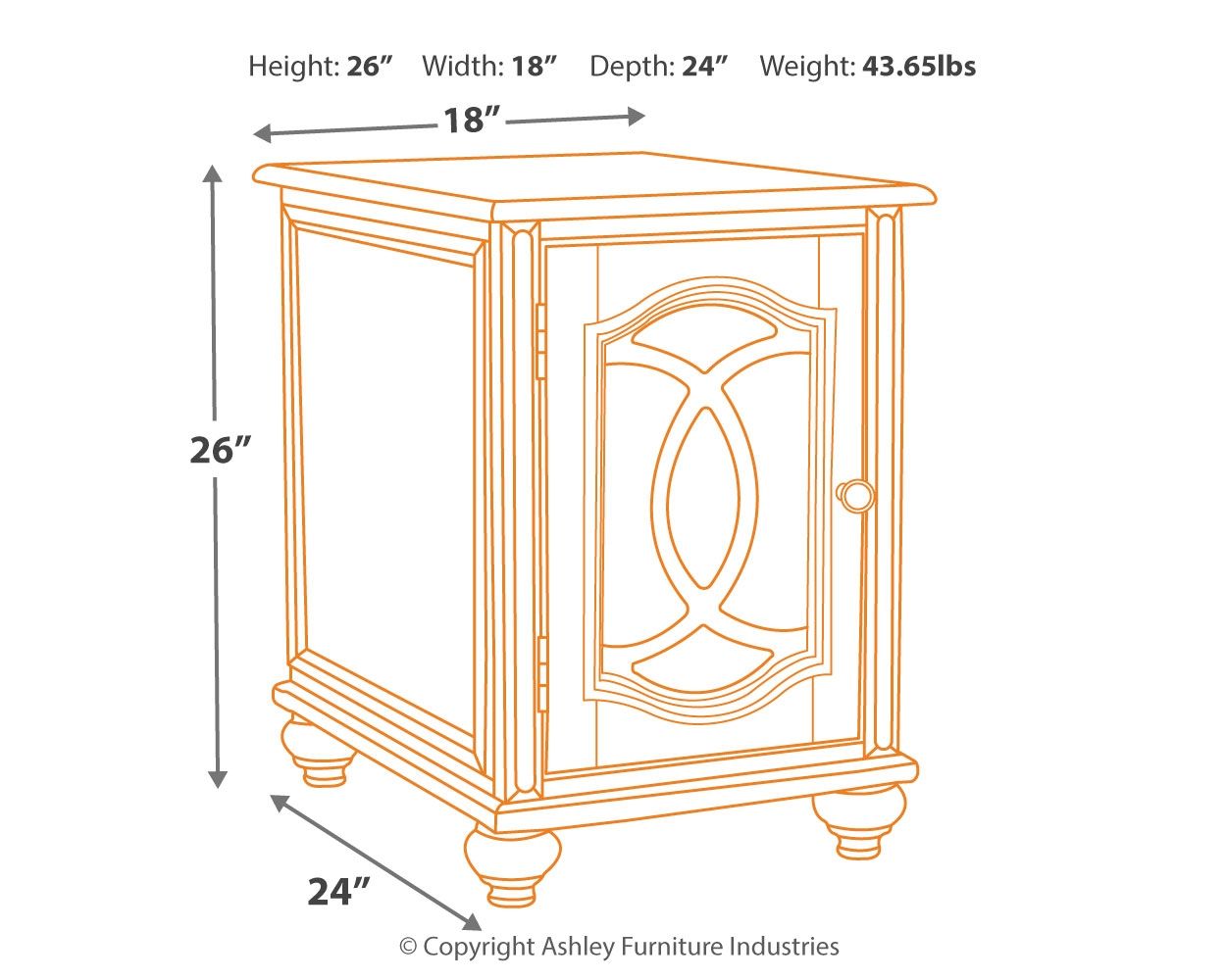 Ashley Furniture Realyn - White / Brown - Chair Side End Table - Insert Mirror | Meri Furniture