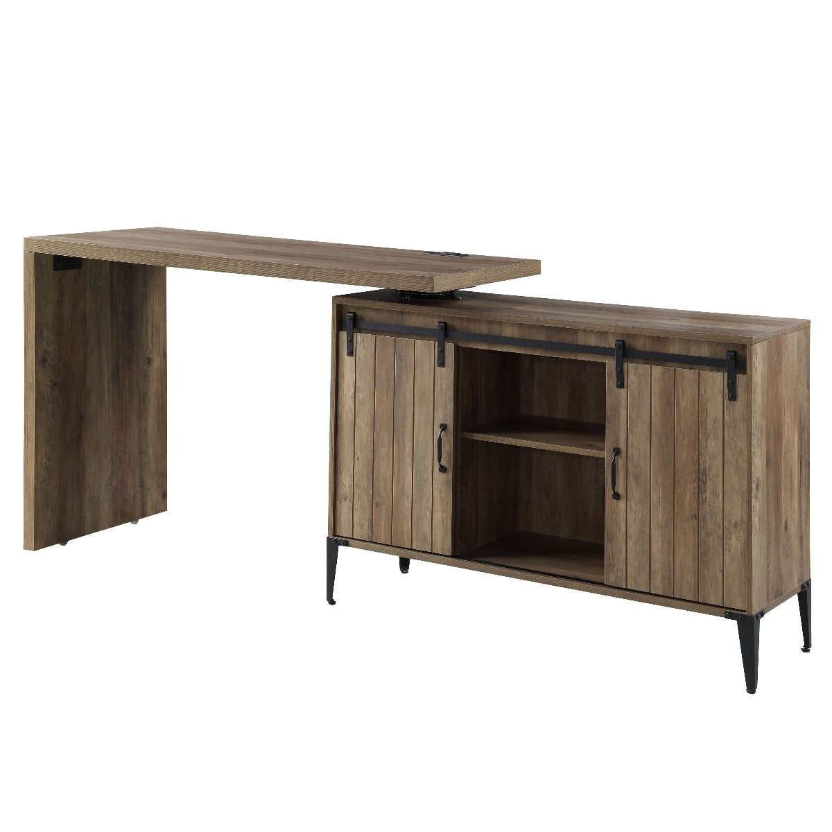 ACME Zakwani - Writing Desk - Rustic Oak & Black Finish - 36" | Meri Furniture