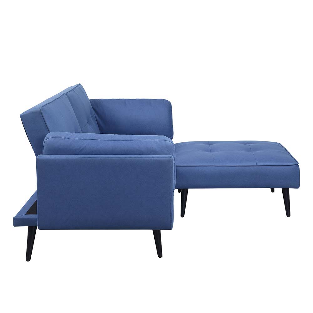 Nafisa - Adjustable Sofa & Ottoman - Blue Fabric