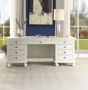 ACME Executive Office Desk with Drawer Top: Cord Management Cover Wooden Bun Round Leg | Meri Furniture