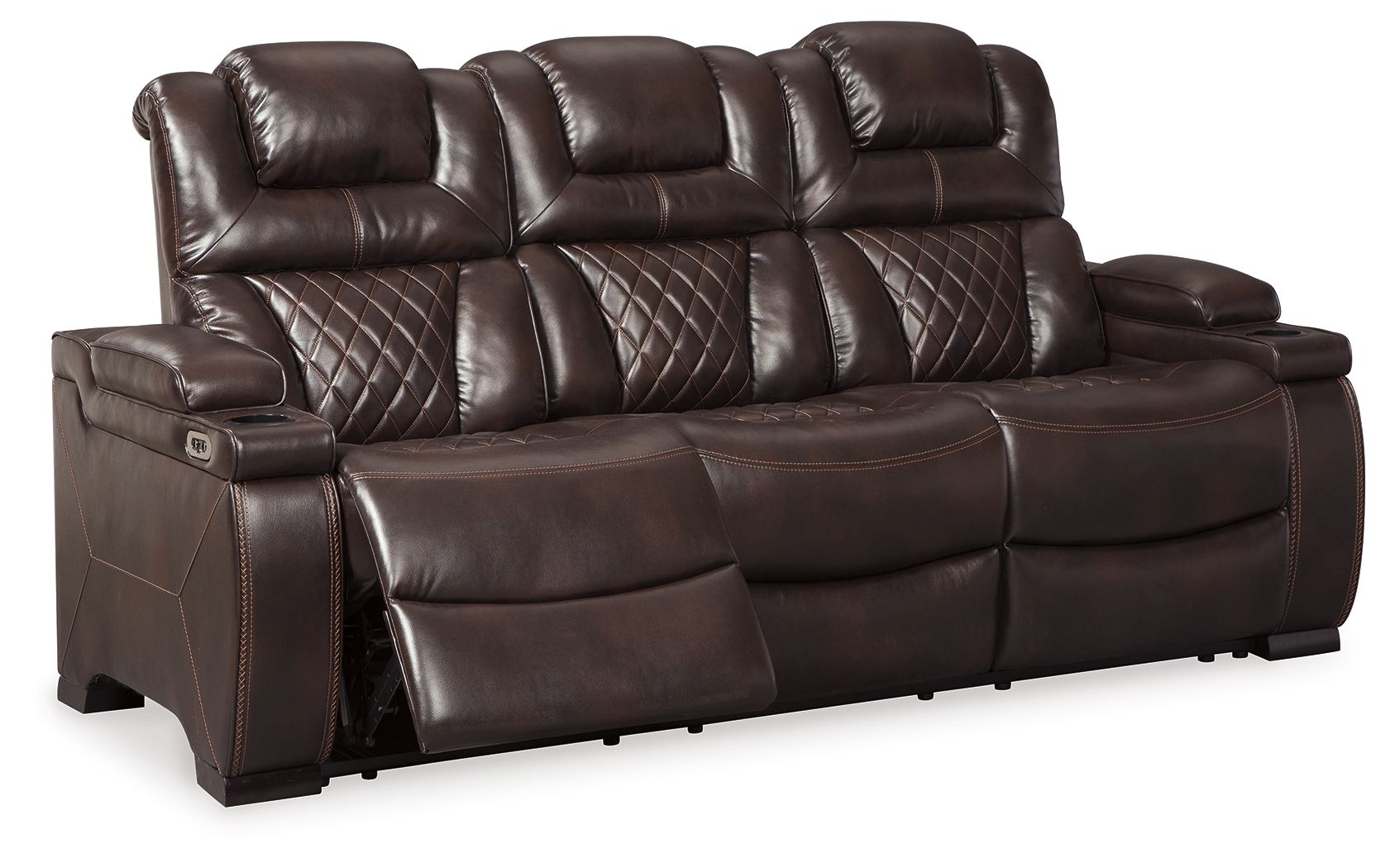 Signature Design by Ashley® Warnerton - Brown Dark - Pwr Rec Sofa With Adj Headrest | Meri Furniture