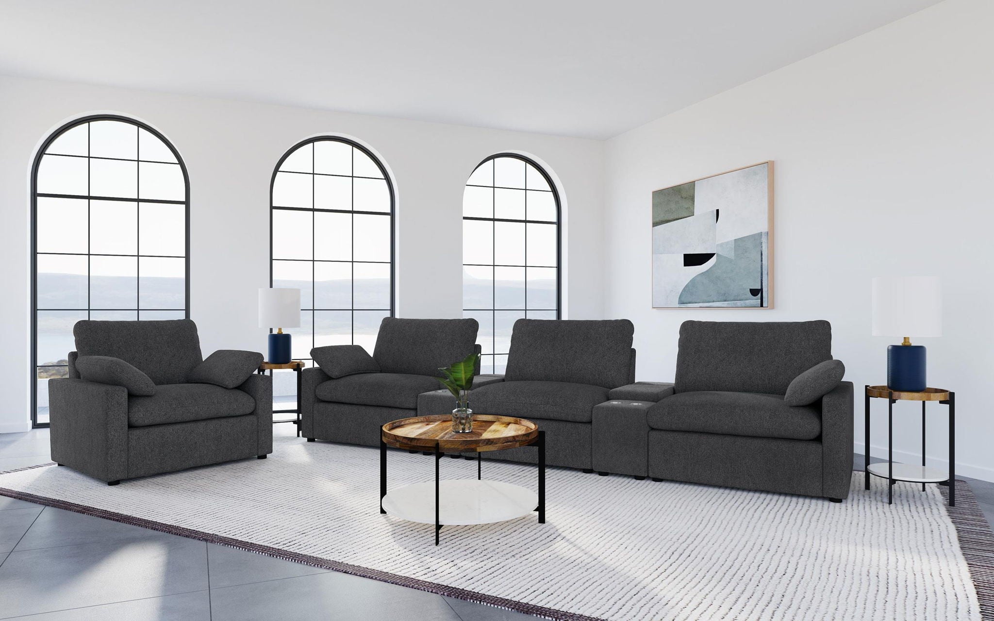 Collins Upholstered Power Recliner Chair Dark Grey