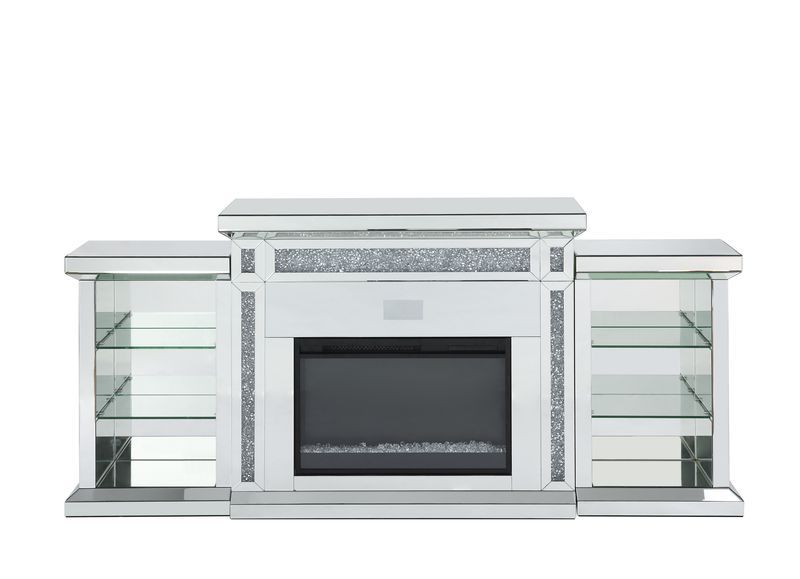ACME Noralie - Fireplace - Mirrored & Faux Diamonds | Meri Furniture