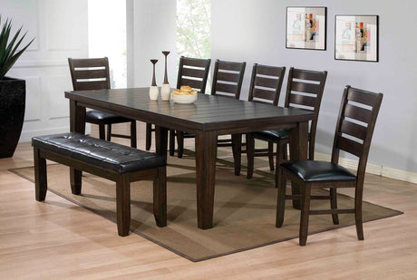 The Urbana Transitional dining collection is generously sized to accommodate 8 in a rectangular dining configuration.