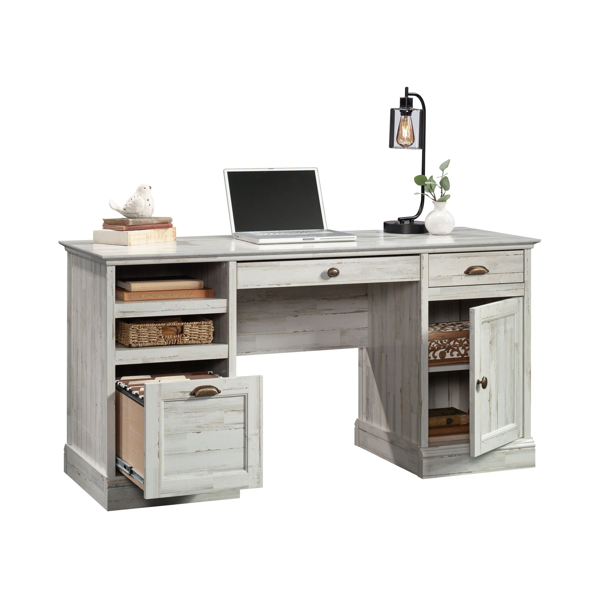 Home Office Executive Desk in White Plank