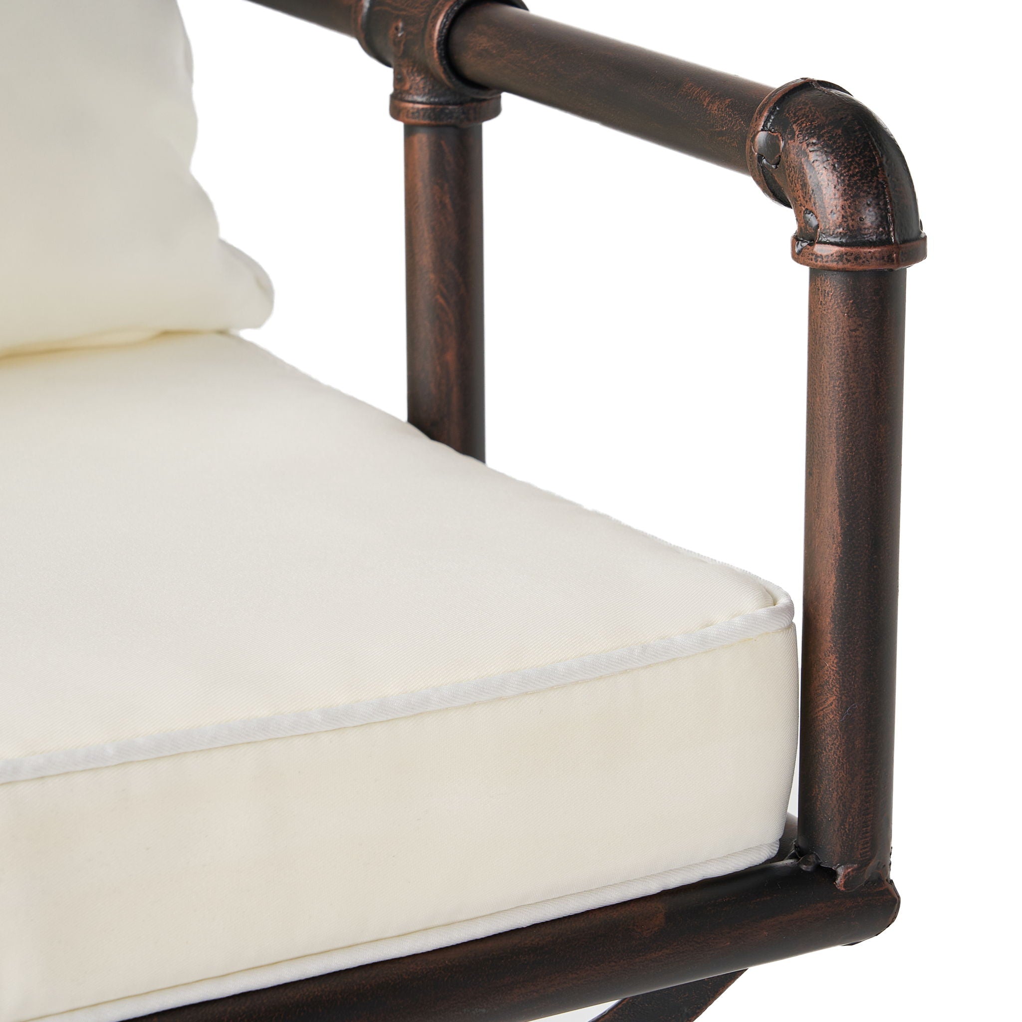 Industrial Outdoor Patio Plumber's Iron Frame Swivel Barstool With Cushions, Height Adjustable