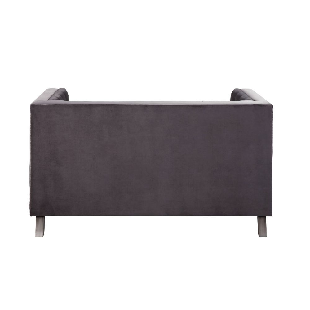 ACME Hegio - Loveseat - Gray Velvet | Meri Furniture