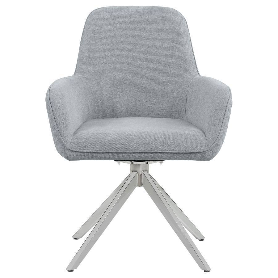 Coaster Fine Furniture Abby - Fabric Upholstered Swivel Dining Arm Chair - Light Gray | Meri Furniture