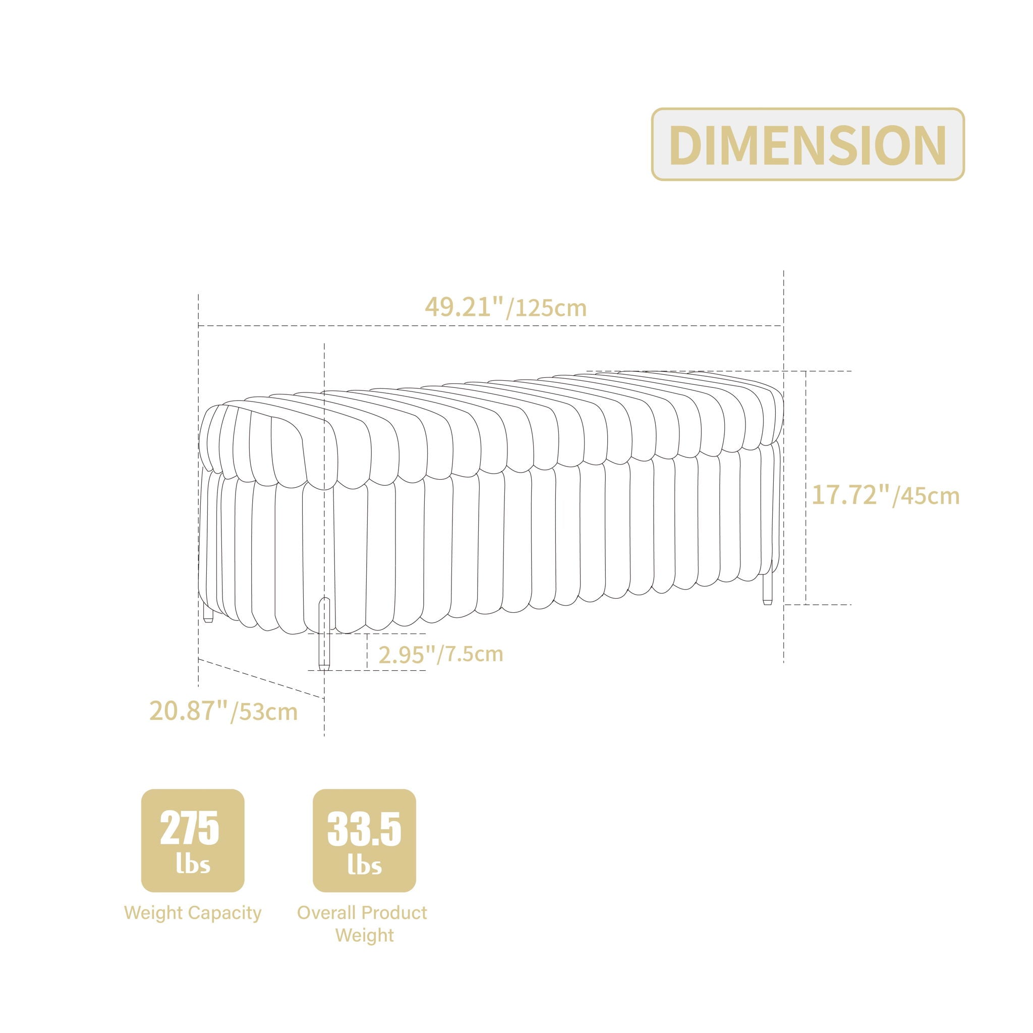 Flip Top Storage Bench With Metal Legs