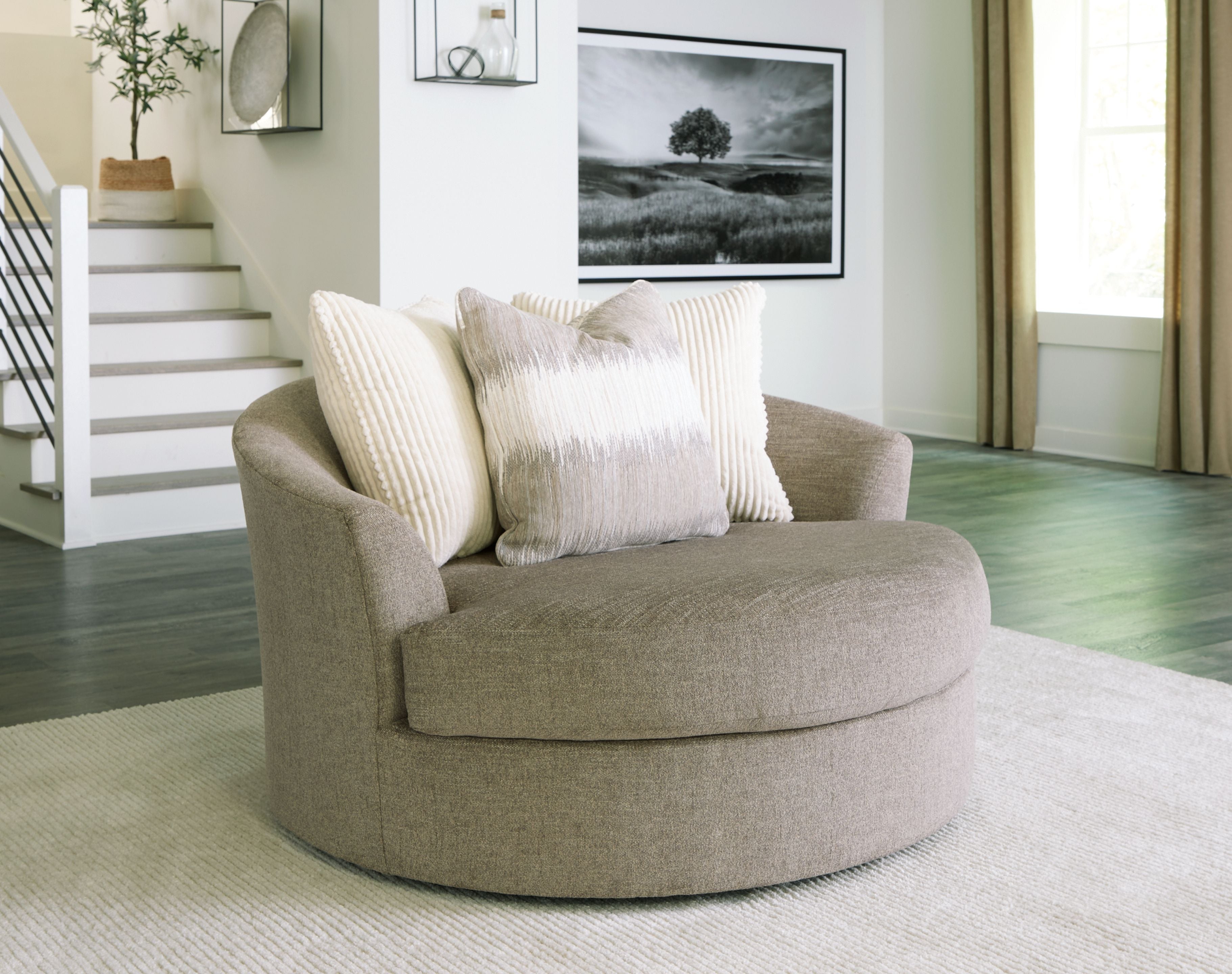 Signature Design by Ashley® Creswell - Stone - Oversized Swivel Accent Chair | Meri Furniture