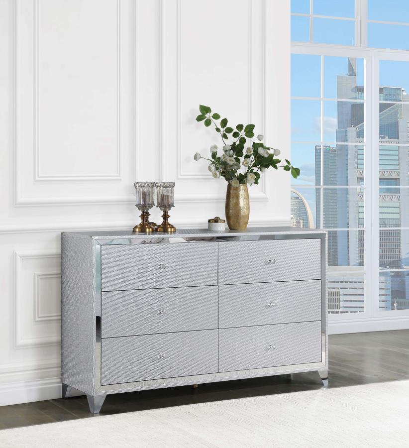Coaster Fine Furniture Larue - 6-Drawer Dresser - Silver | Meri Furniture