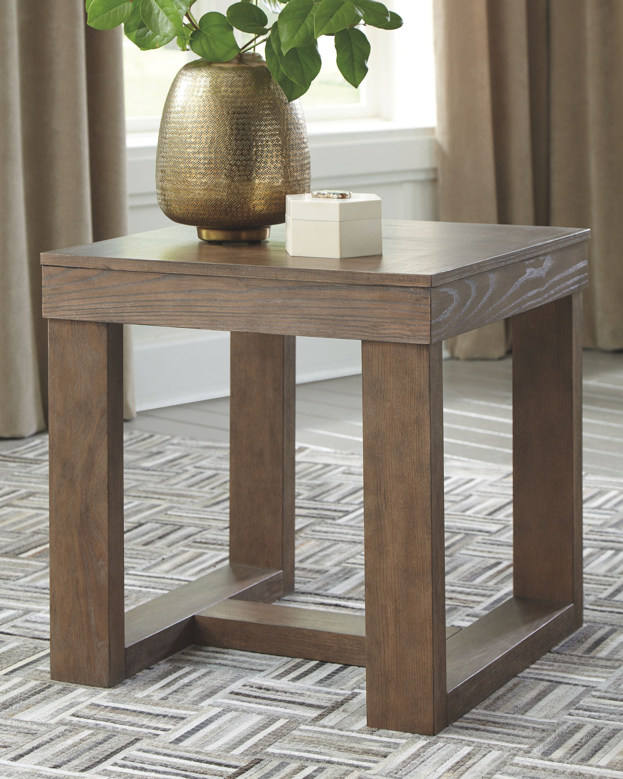 Ashley Furniture Cariton - Gray - Square End Table | Meri Furniture