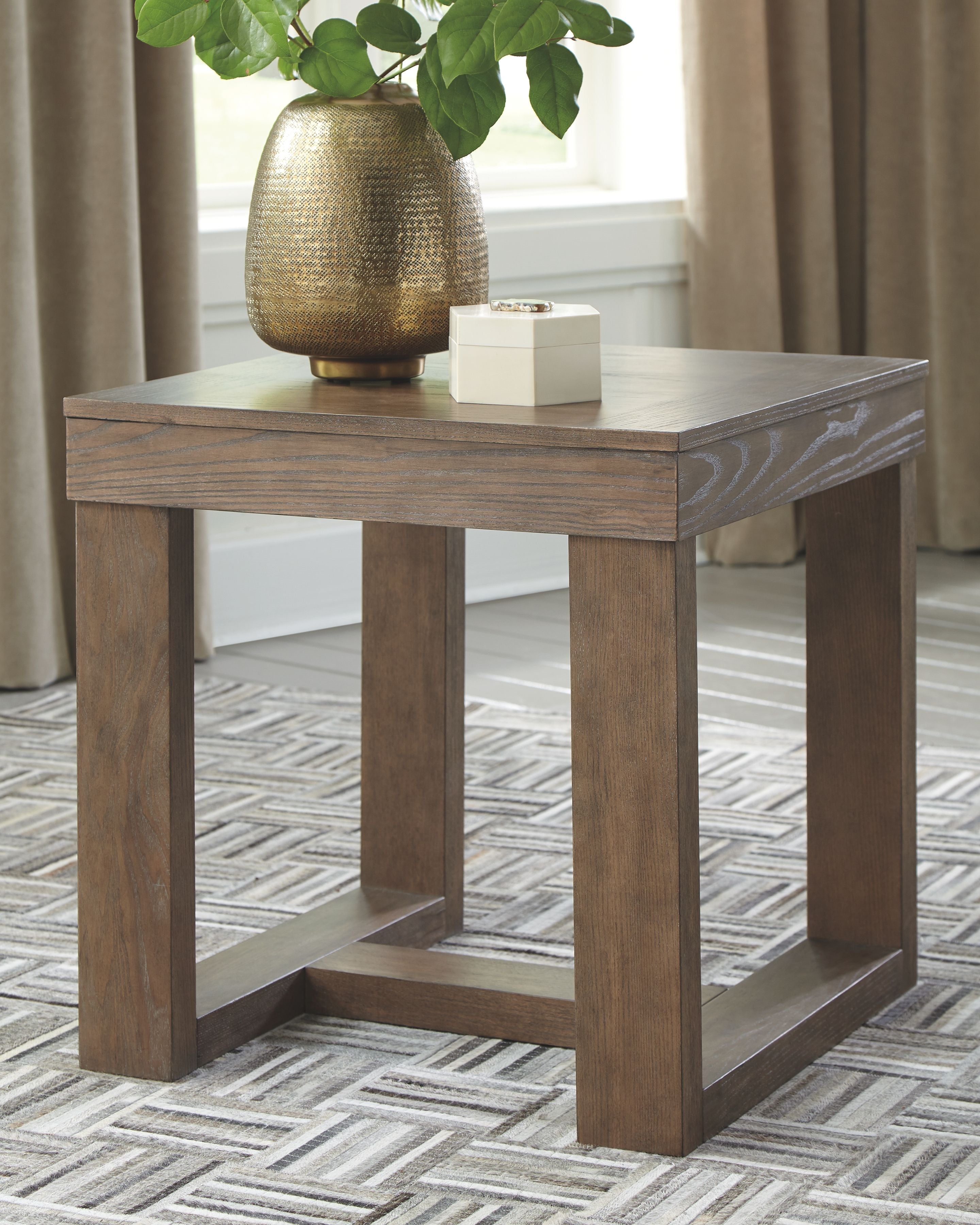 Ashley Furniture Cariton - Gray - Square End Table | Meri Furniture
