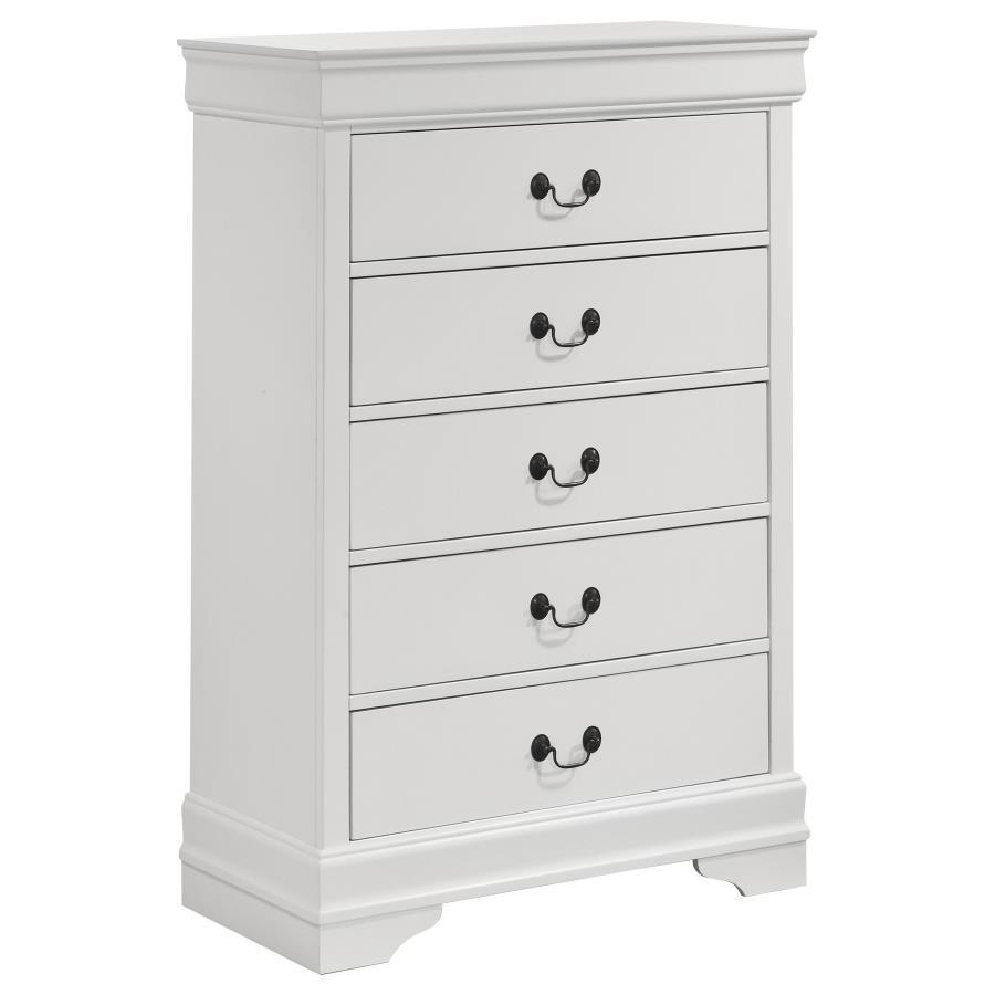 Coaster Fine Furniture Louis Philippe - 5-Drawer Bedroom Chest - White | Meri Furniture