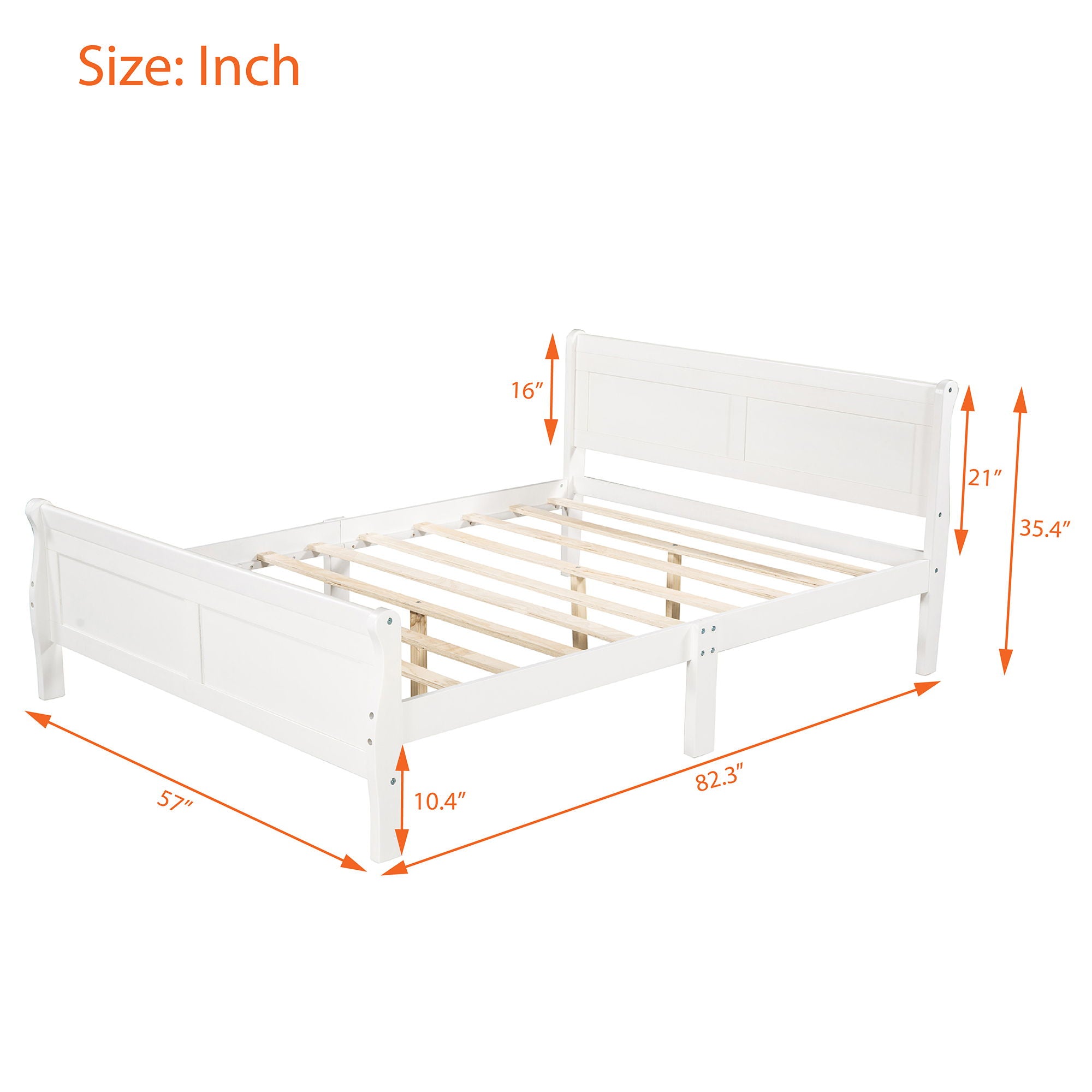 Platform Bed Frame Mattress Foundation Sleigh Bed With Headboard / Footboard / Wood Slat Suppor