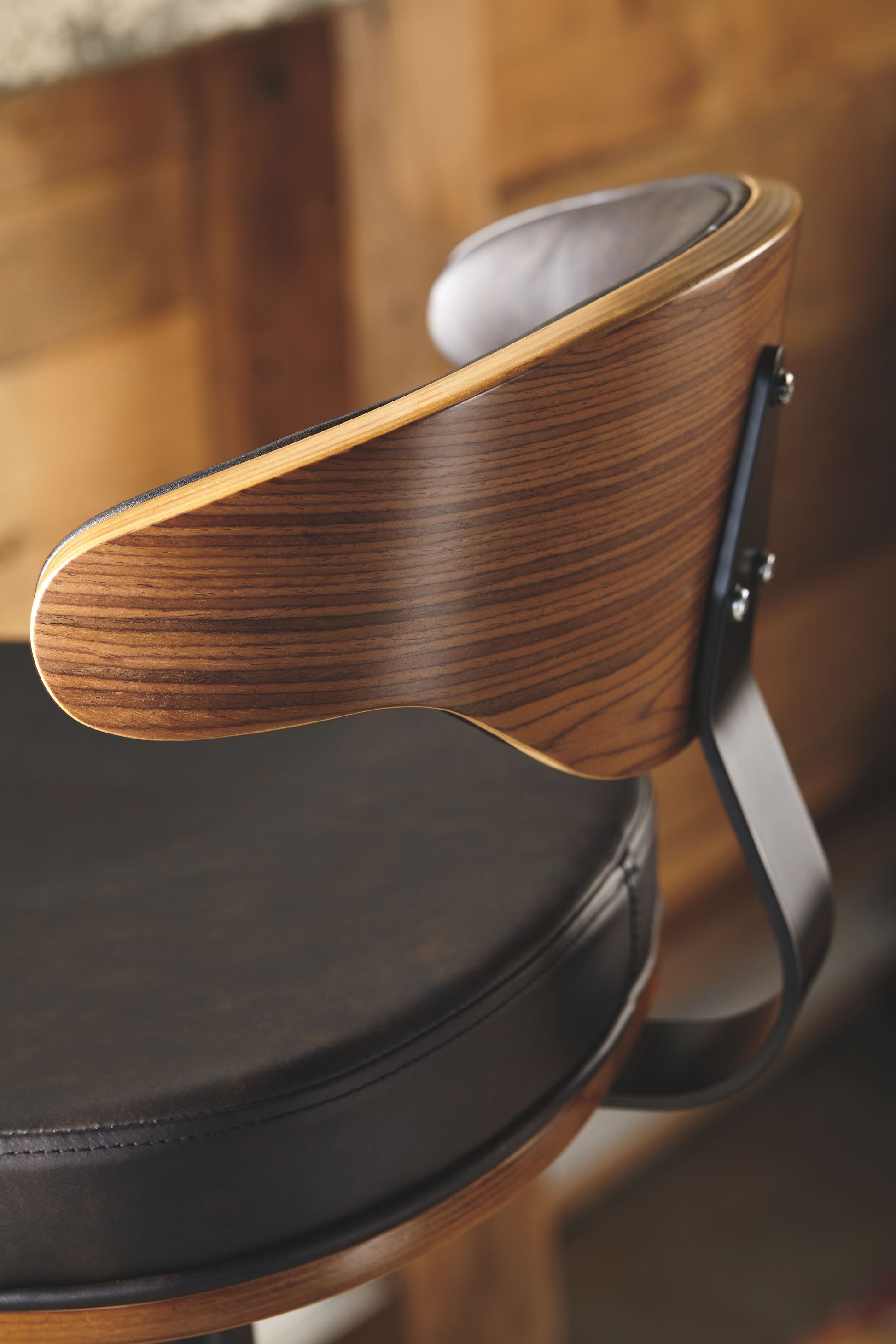 Signature Design by Ashley® Bellatier - Brown / Black - Tall Uph Swivel Barstool | Meri Furniture