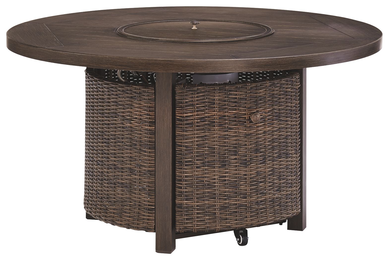Ashley Furniture Paradise - Medium Brown - Round Fire Pit Table | Meri Furniture