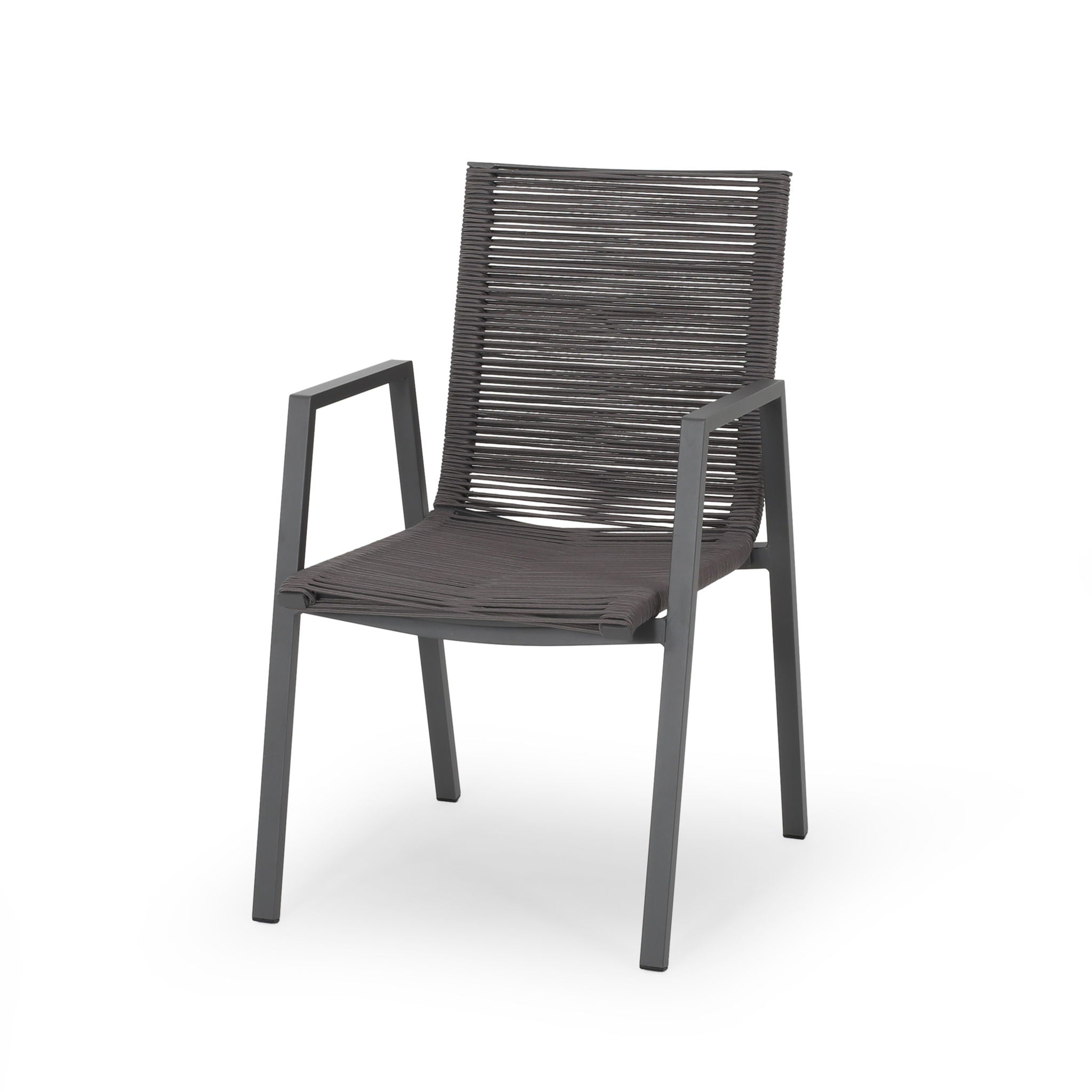 Outdoor Modern Aluminum Dining Chair Set With Rope Sea (Set of 2)