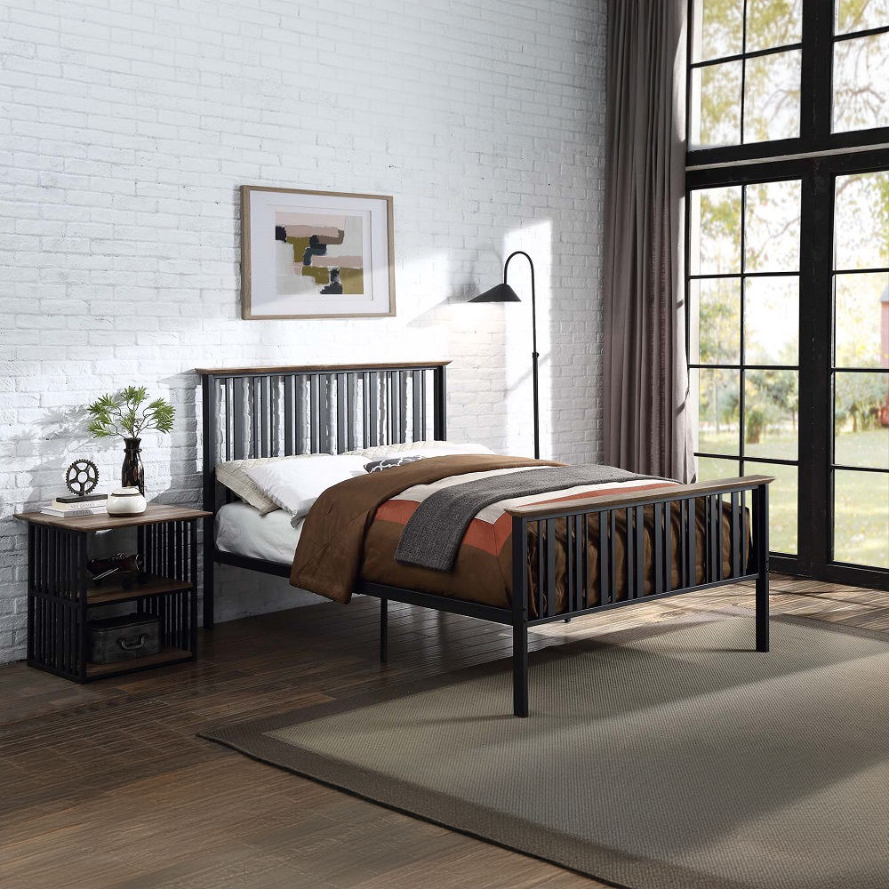 Zudora - Full Bed - Antique Oak & Black