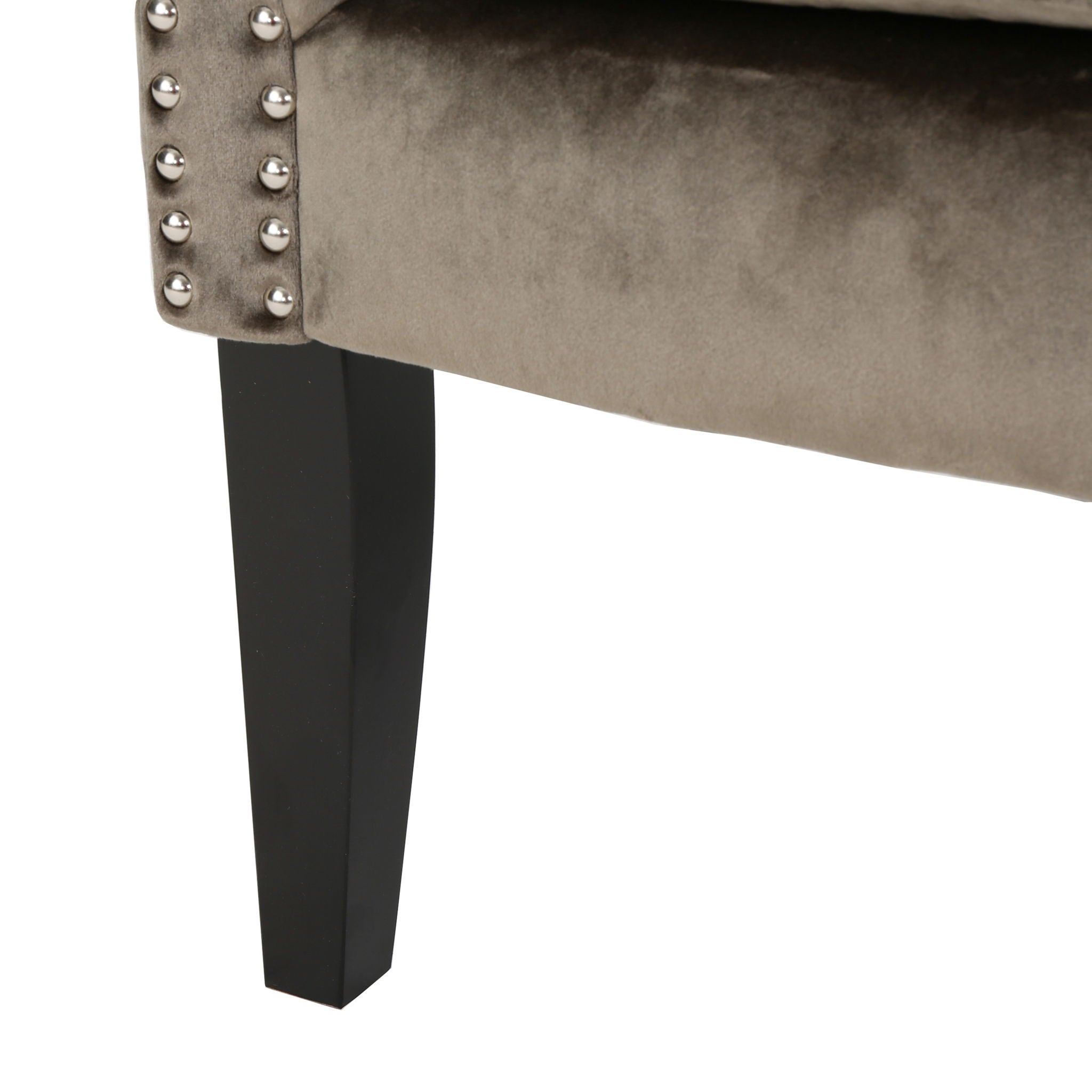 Elegant Velvet Club Chair With Handcrafted Details - Gray