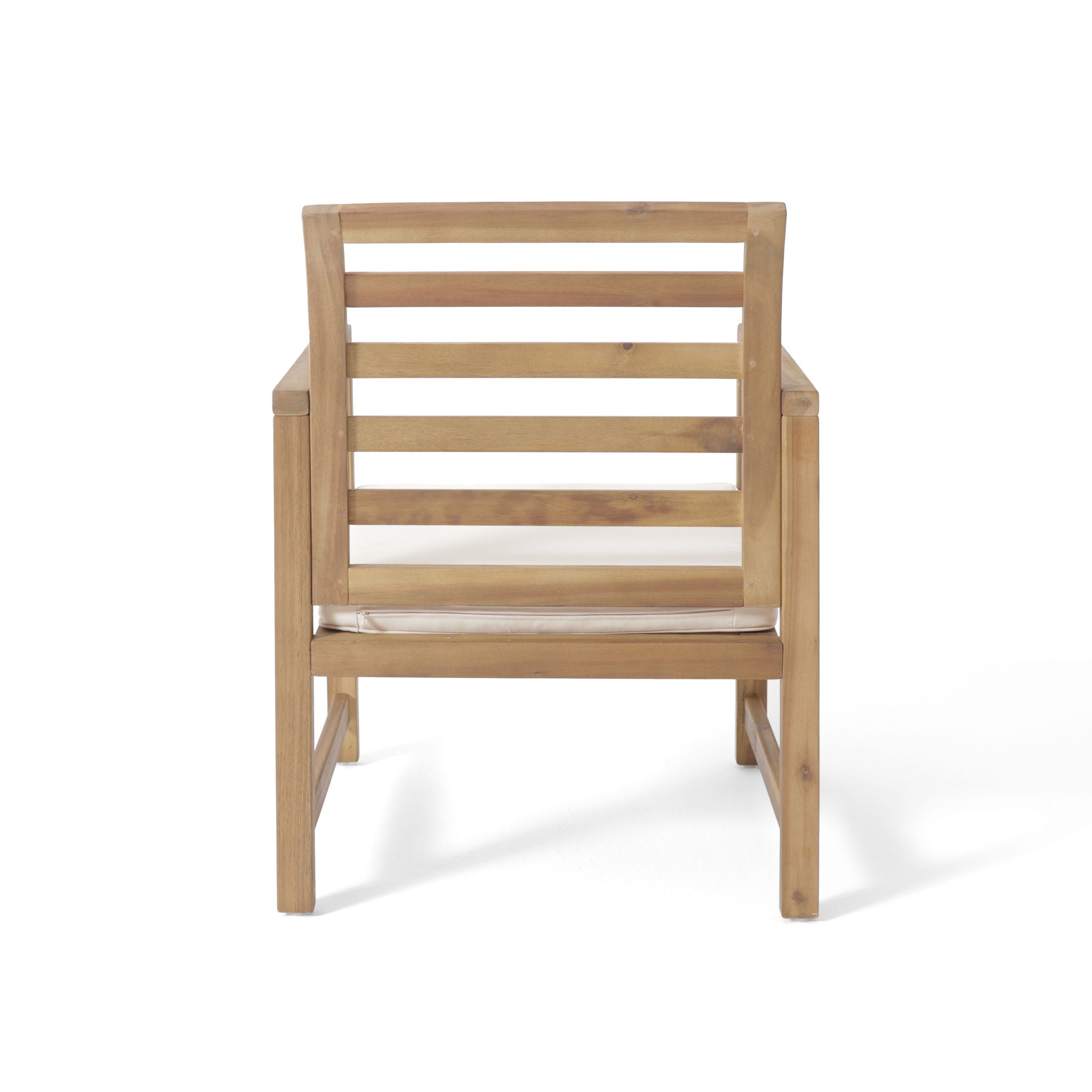 Outdoor Acacia Wood Club Chairs, 2 Pieces Set - Natural Stained / White