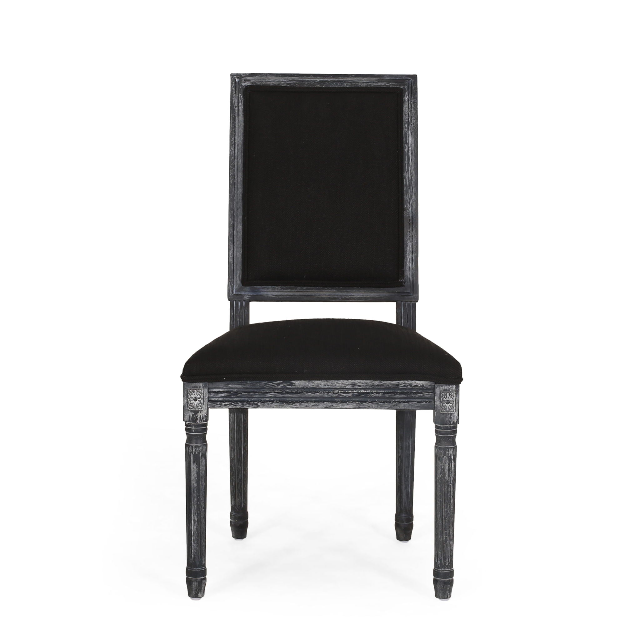 French Country Style Dining Chair With Upholstered Seating And Fluted Legs