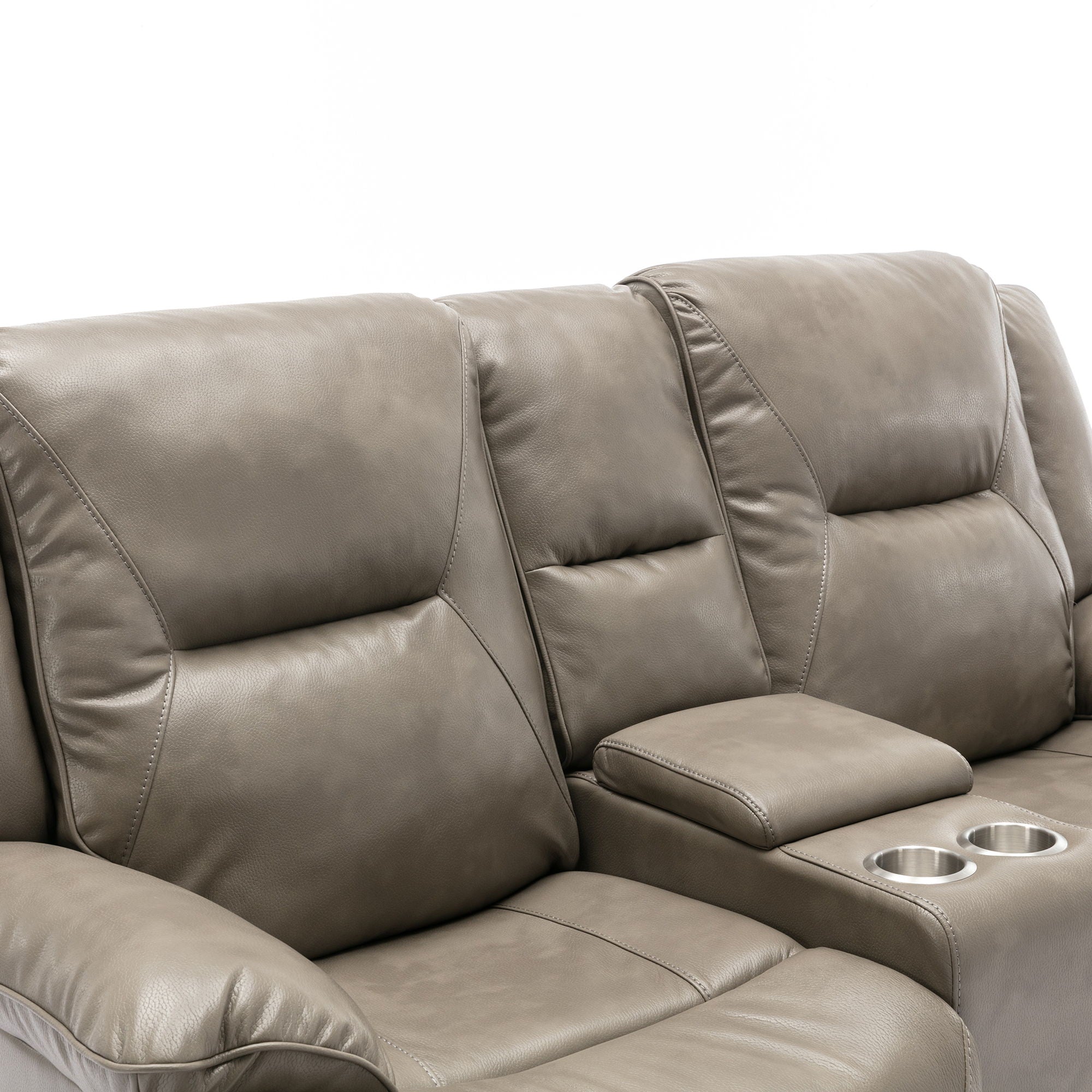 2 Seater Home Theater Recliner Manual Recliner Chair With A LED Light Strip Two Cup Holders And A Storage Box For Living Room