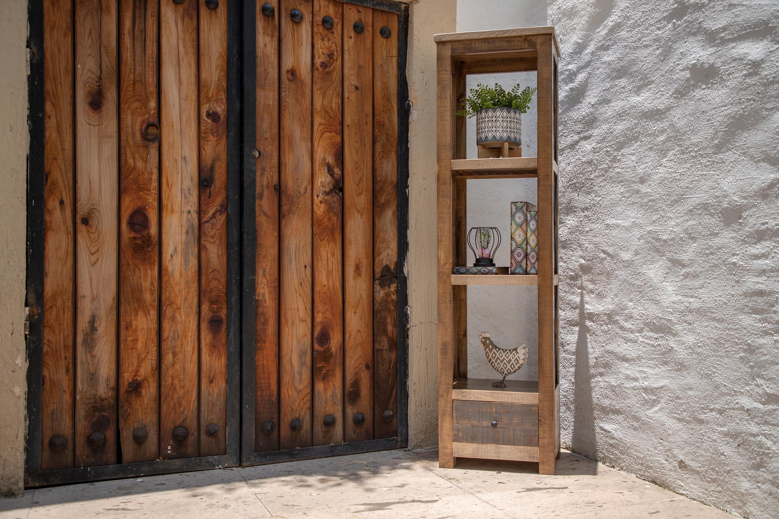 International Furniture Direct Andaluz - Bookcase - Brown / Light Brown Antiqued | Meri Furniture