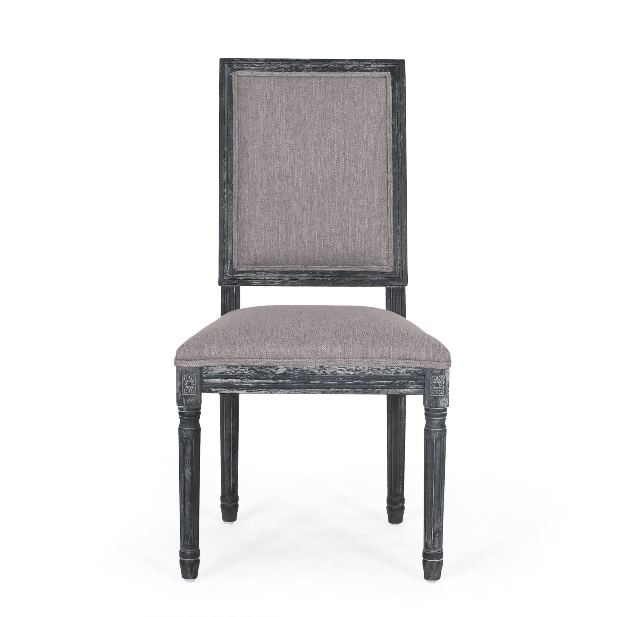 French Country Style Dining Chair With Upholstered Seating And Fluted Legs