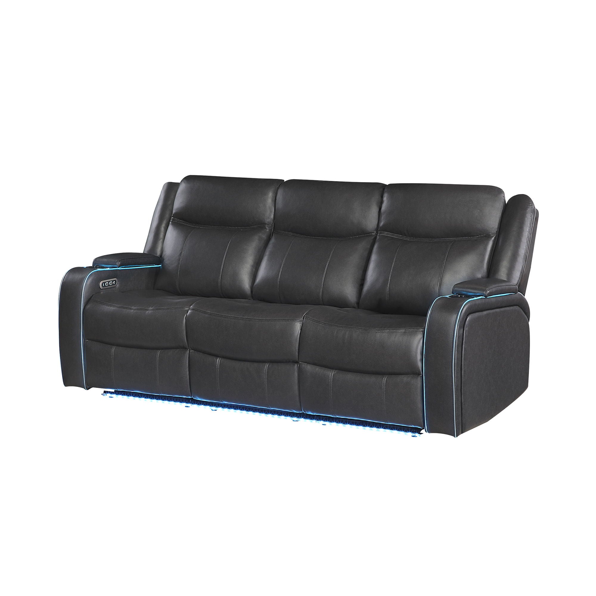 Blanca - Power Reclining Sofa With LED Lights And Power Headrest Frame - Charcoal