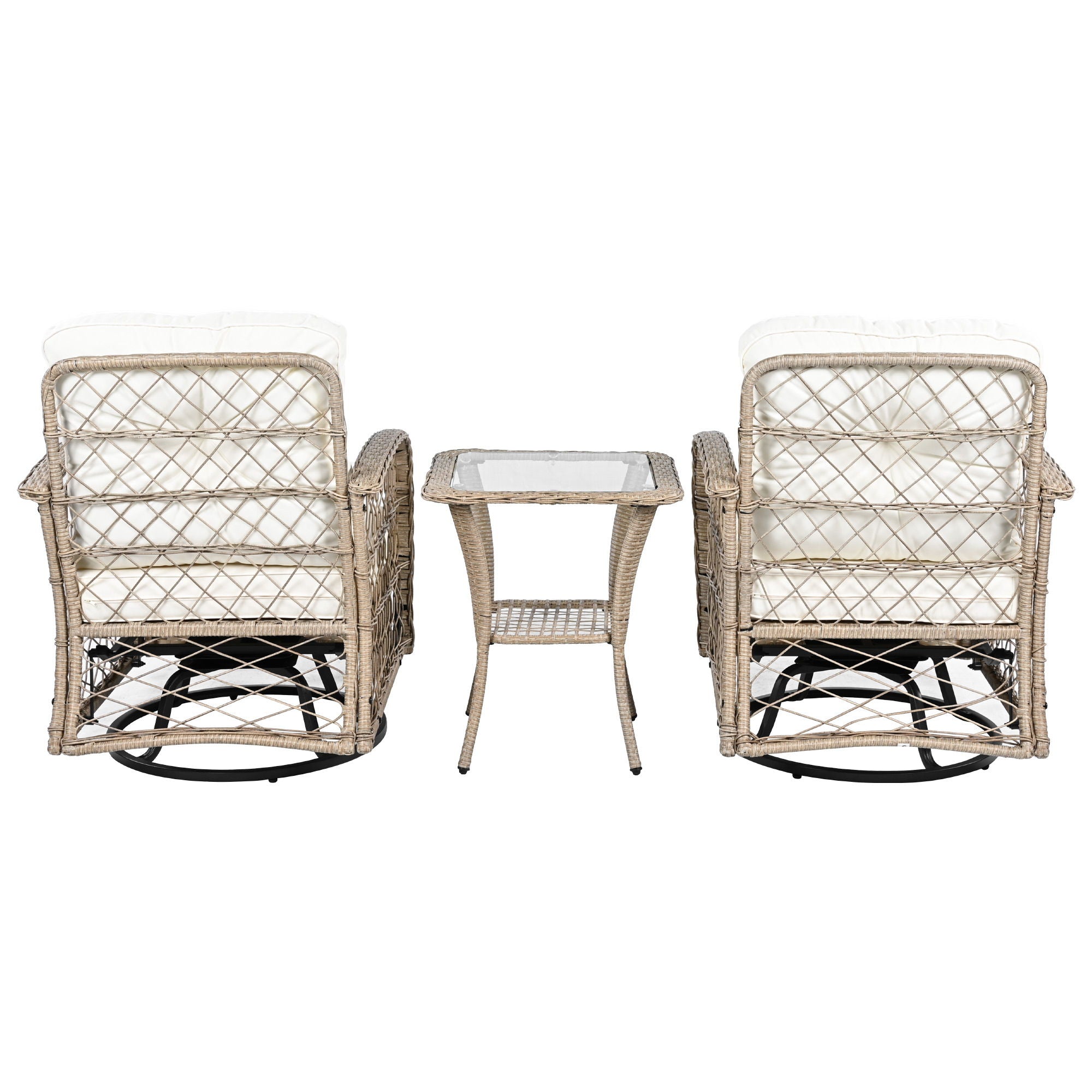 3 Piece Outdoor Chair & Table Set Chat Set, 2 Person Rattan Seating Group